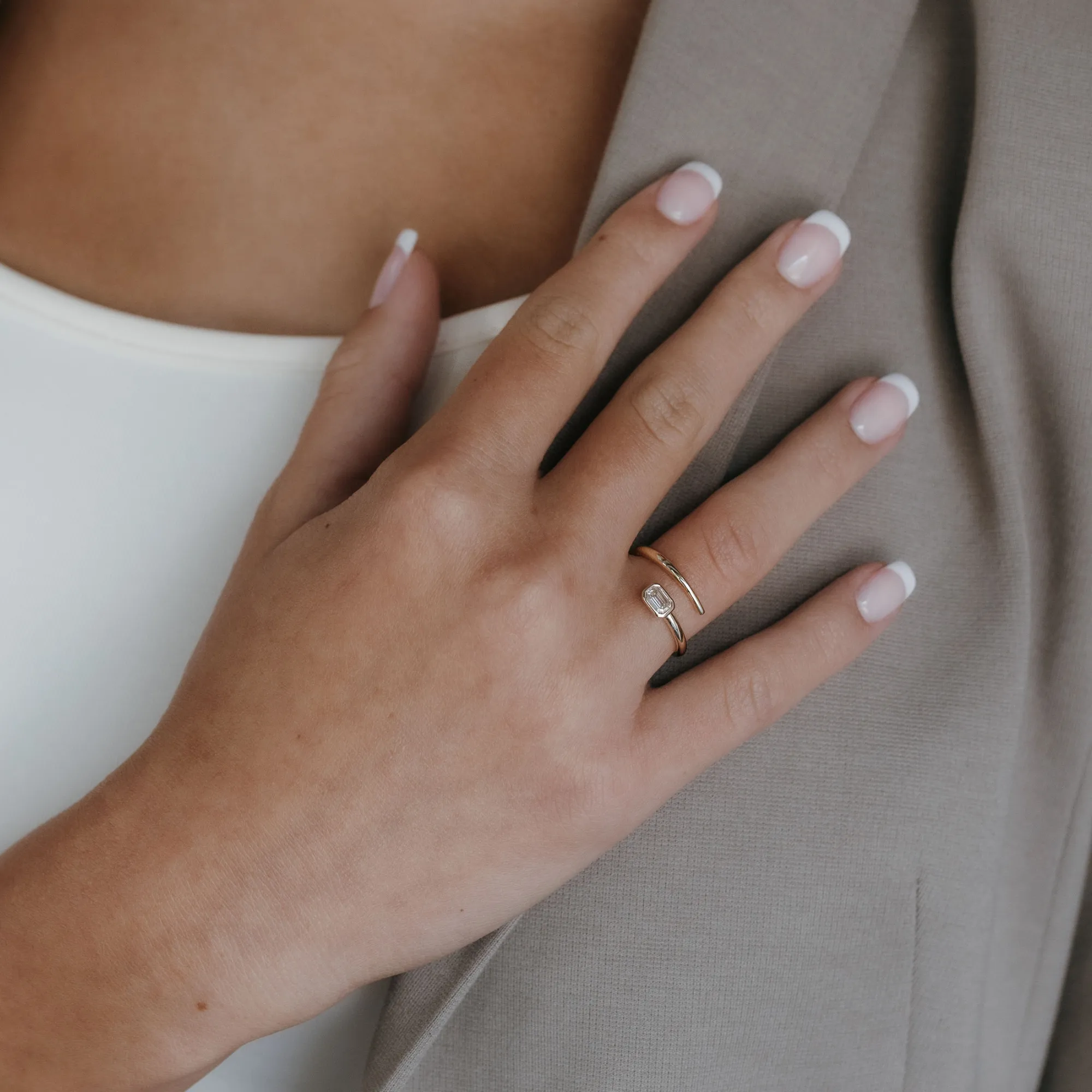 Solitaire Emerald Cut Wrap Ring