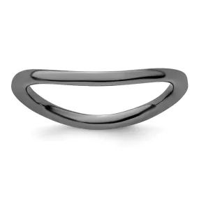 Stackable Expressions Polished Black-Plated Wave Ring in Sterling Silver