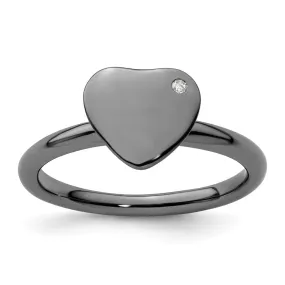 Stackable Expressions Ruthenium-Plated Heart Diamond Ring in Sterling Silver