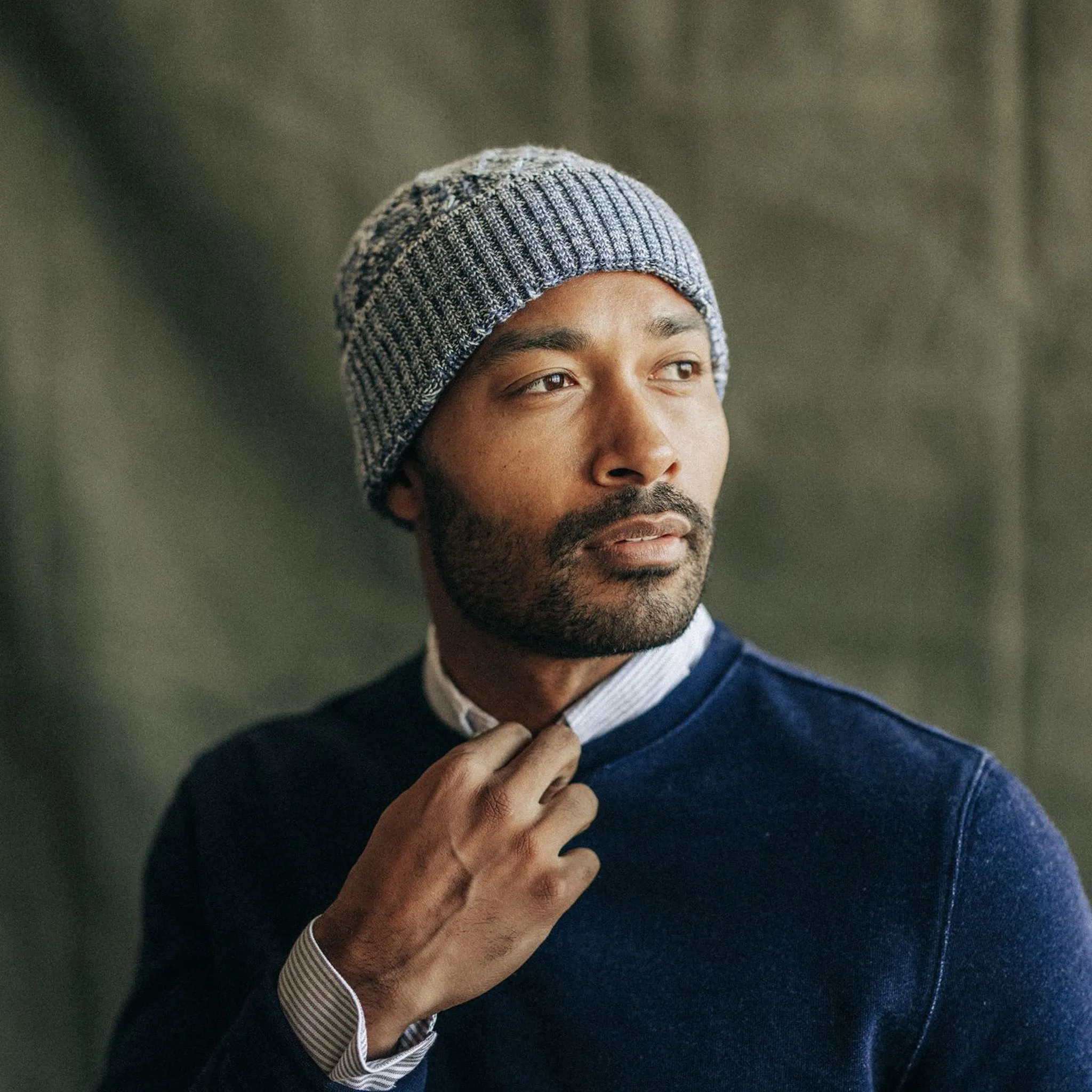 The Orr Beanie in Marled Indigo