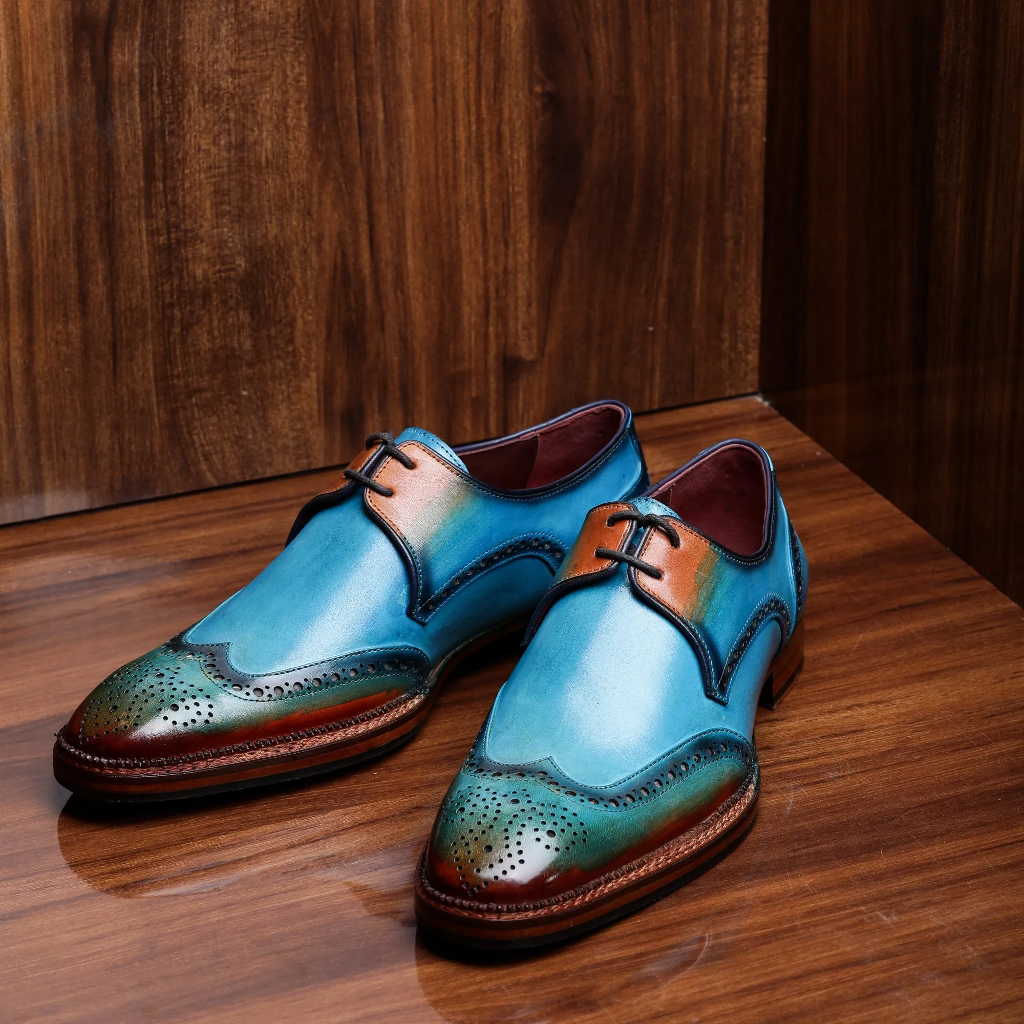 Wingtip Derby Shoes- Blue