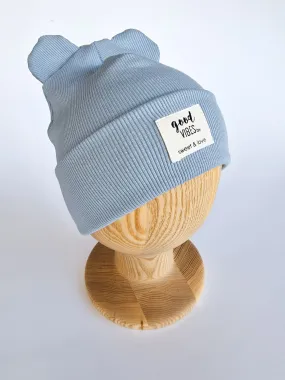 Winter folded bear beanie light blue