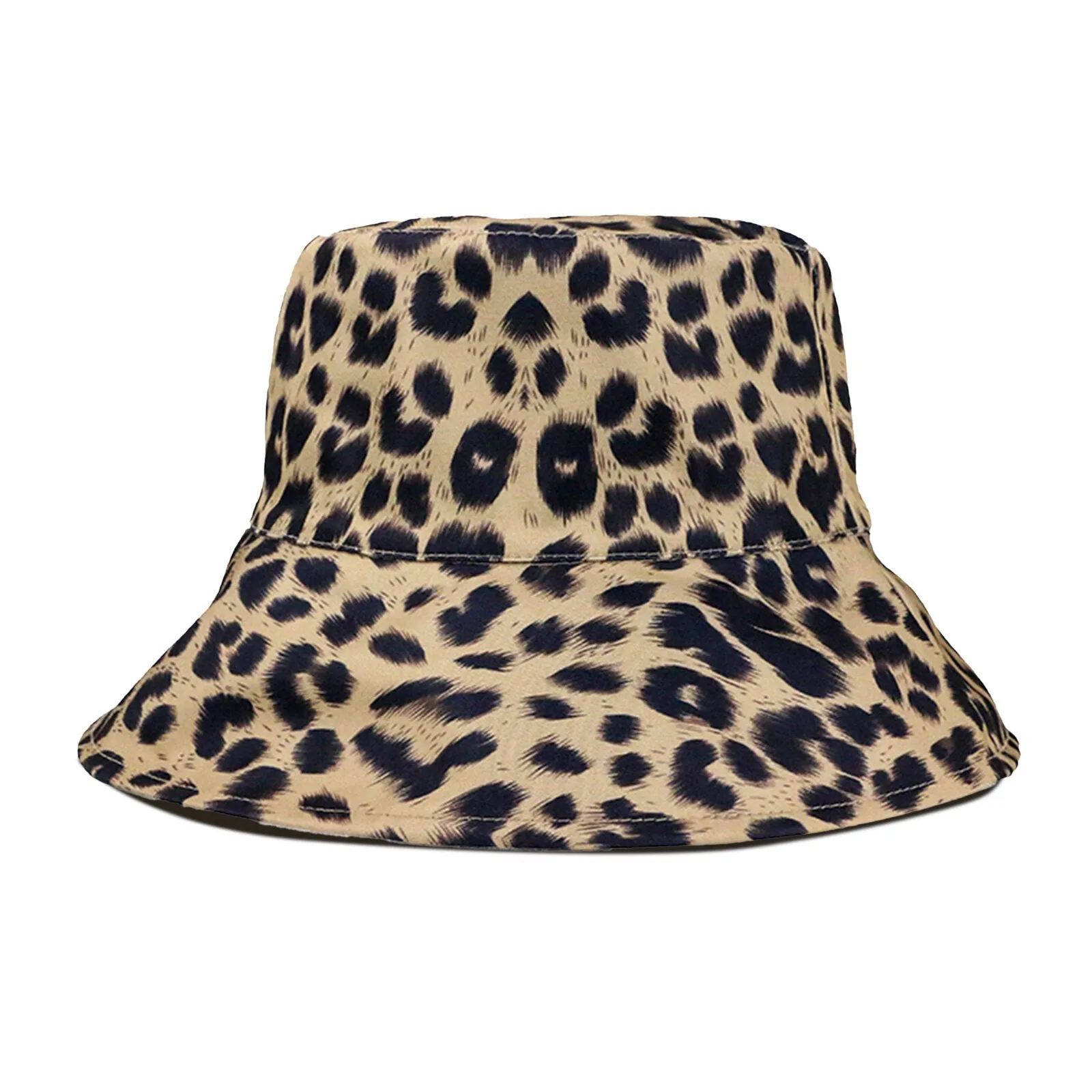 Women's Cotton Leopard Trend Print Bucket Hat Outdoor Casual Sun Hat