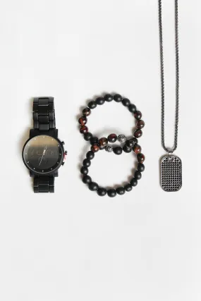 Zoo York Mens Black Dog Tag Watch Set